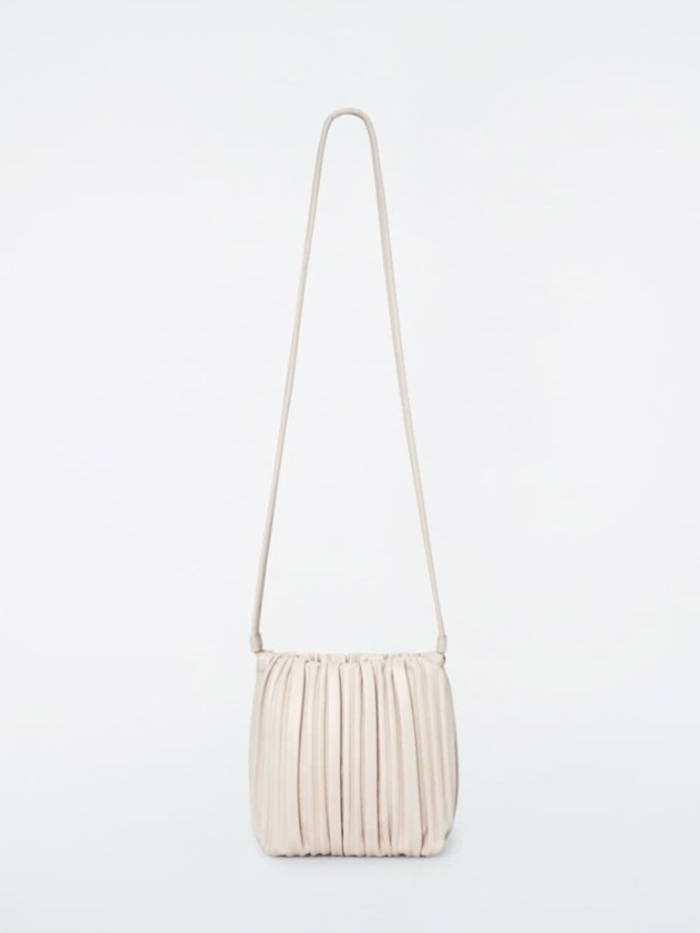 COS Scallop Leather Crossbody Bag in Cream